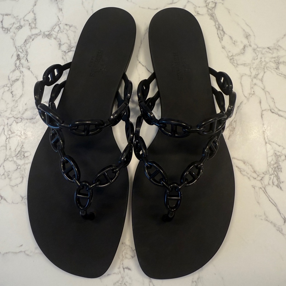 Hermes Black Island Sandal